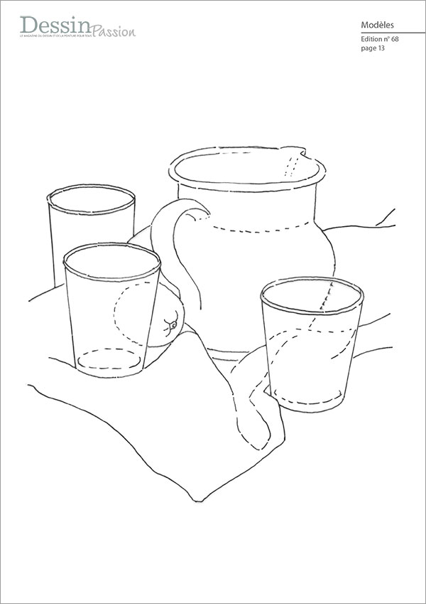 L’image montre le modèle pour l’article "Lumière, éclat, transparence" du magazine Dessin Passion n° 68