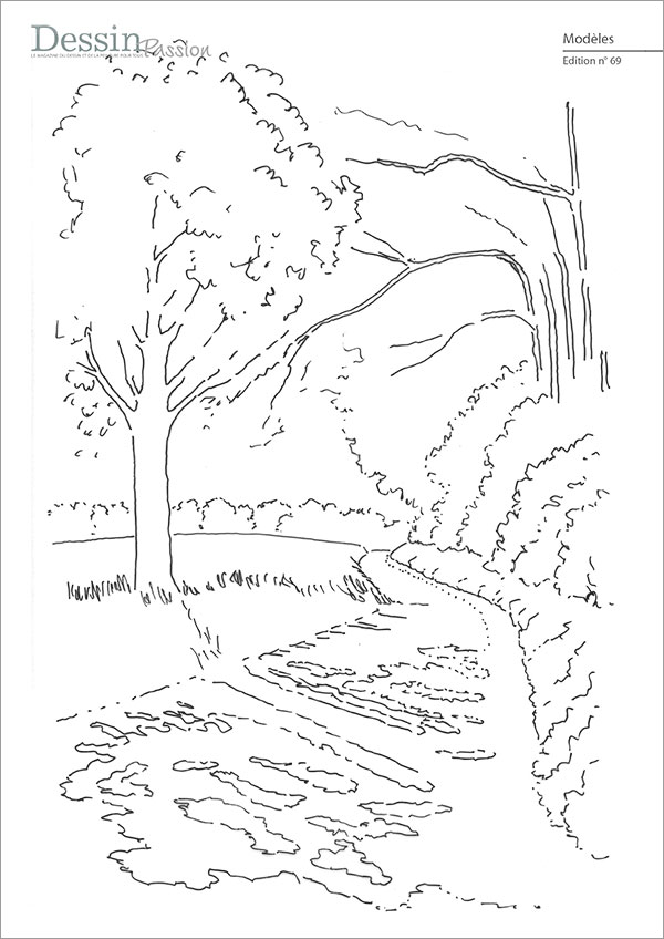 L’image montre le modèle pour l’article "Promenade" du magazine Dessin Passion n° 69