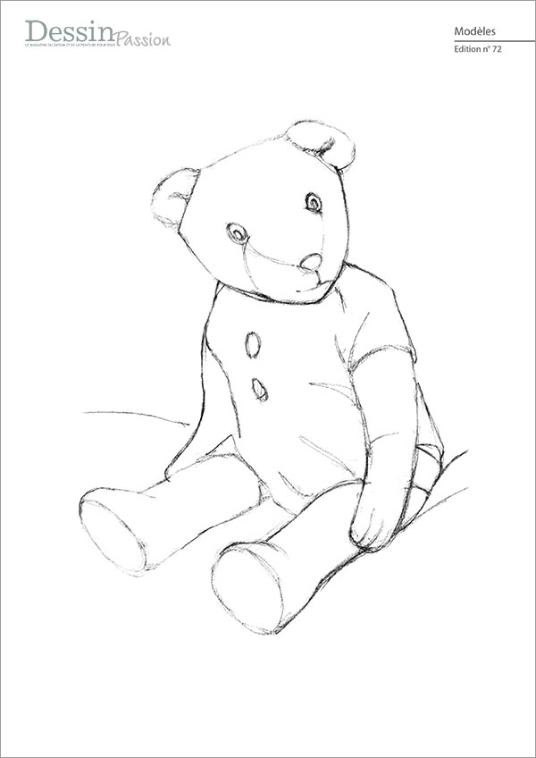 L’image montre le modèle pour l’article "Mon cher nounours!" du magazine Dessin Passion n° 72.