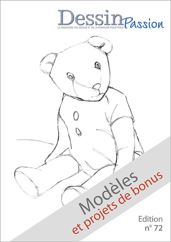 L’image montre le titre du PDF "Modèles et projects de bonus" du magazine Dessin Passion n° 72.